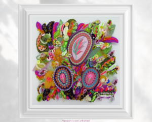 Abstract Textile Garden Artwork. A Bright and Summery Wall Decoration for a Colourful Home!