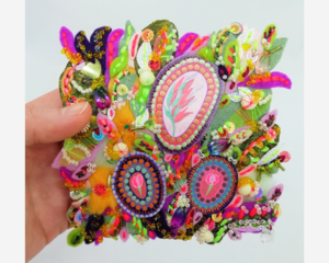 Abstract Textile Garden Artwork. A Bright and Summery Wall Decoration for a Colourful Home!