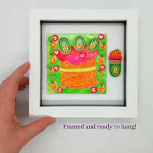 Playful Pineapple Cake Decorative Panel - Framed Art