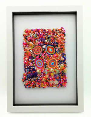 Textured Concentric Circles Fabric Art: Bright & Decorative 'Razzle Dazzle' #5