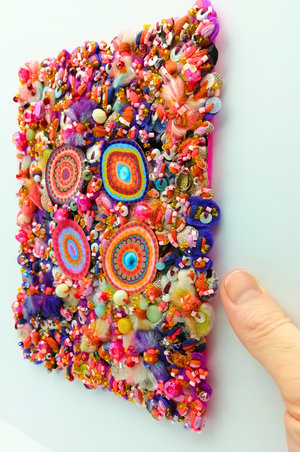 Textured Concentric Circles Fabric Art: Bright & Decorative 'Razzle Dazzle' #5