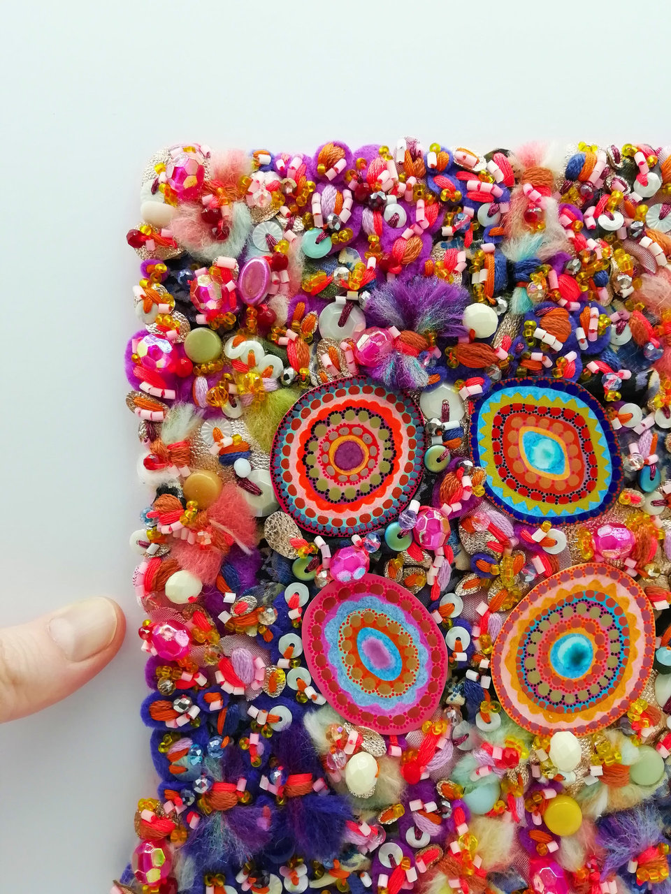 Textured Concentric Circles Fabric Art: Bright & Decorative 'Razzle Dazzle' #5