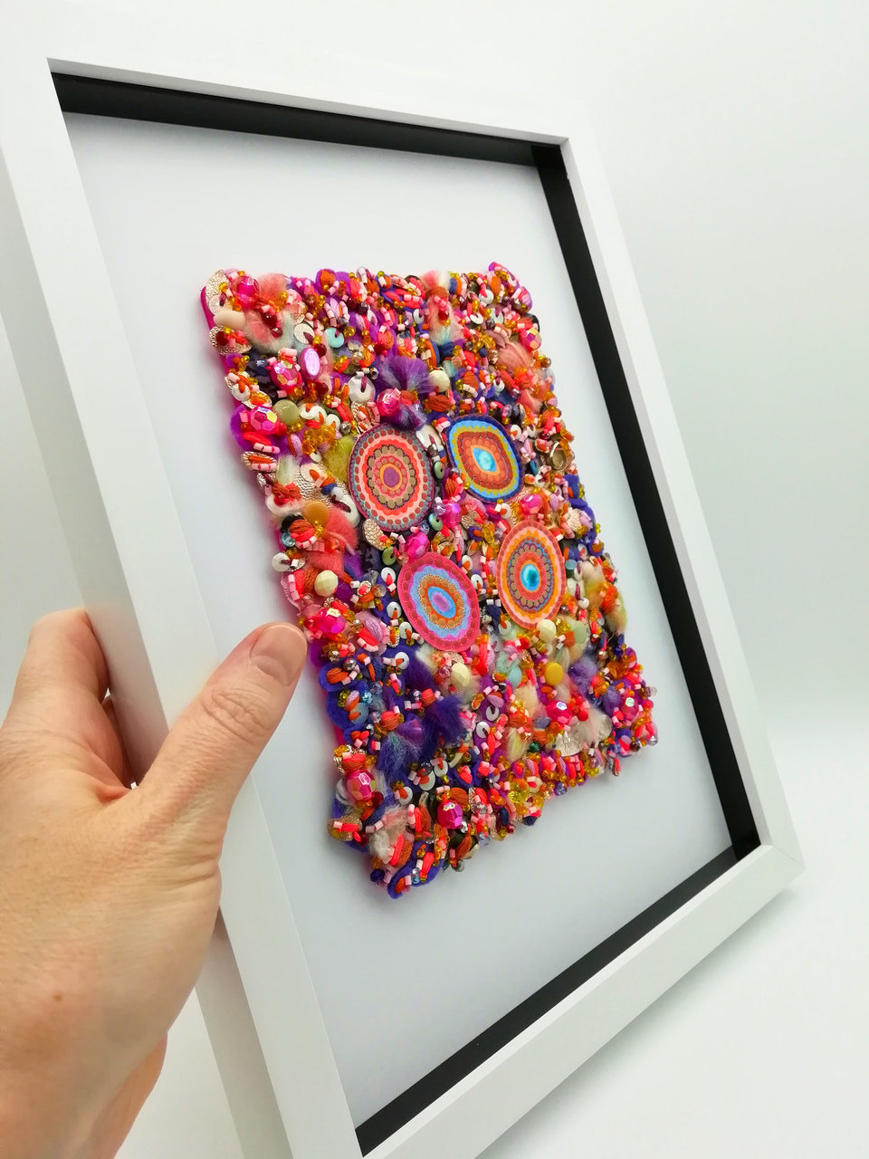 Textured Concentric Circles Fabric Art: Bright & Decorative 'Razzle Dazzle' #5