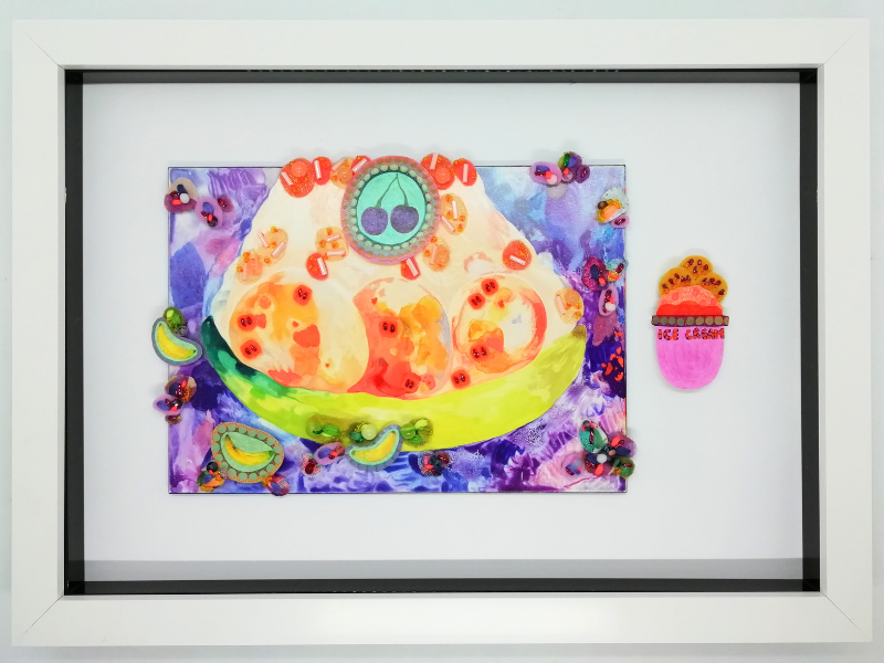 Colourful Framed Banana Split Wall Decor