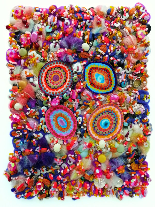 Textured Concentric Circles Fabric Art: Bright & Decorative 'Razzle Dazzle' #5