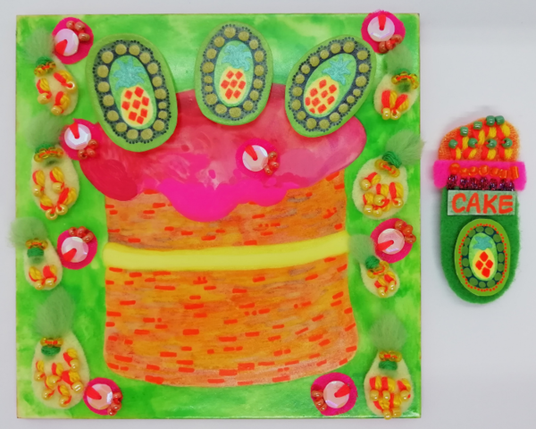 Playful Pineapple Cake Decorative Panel - Framed Art